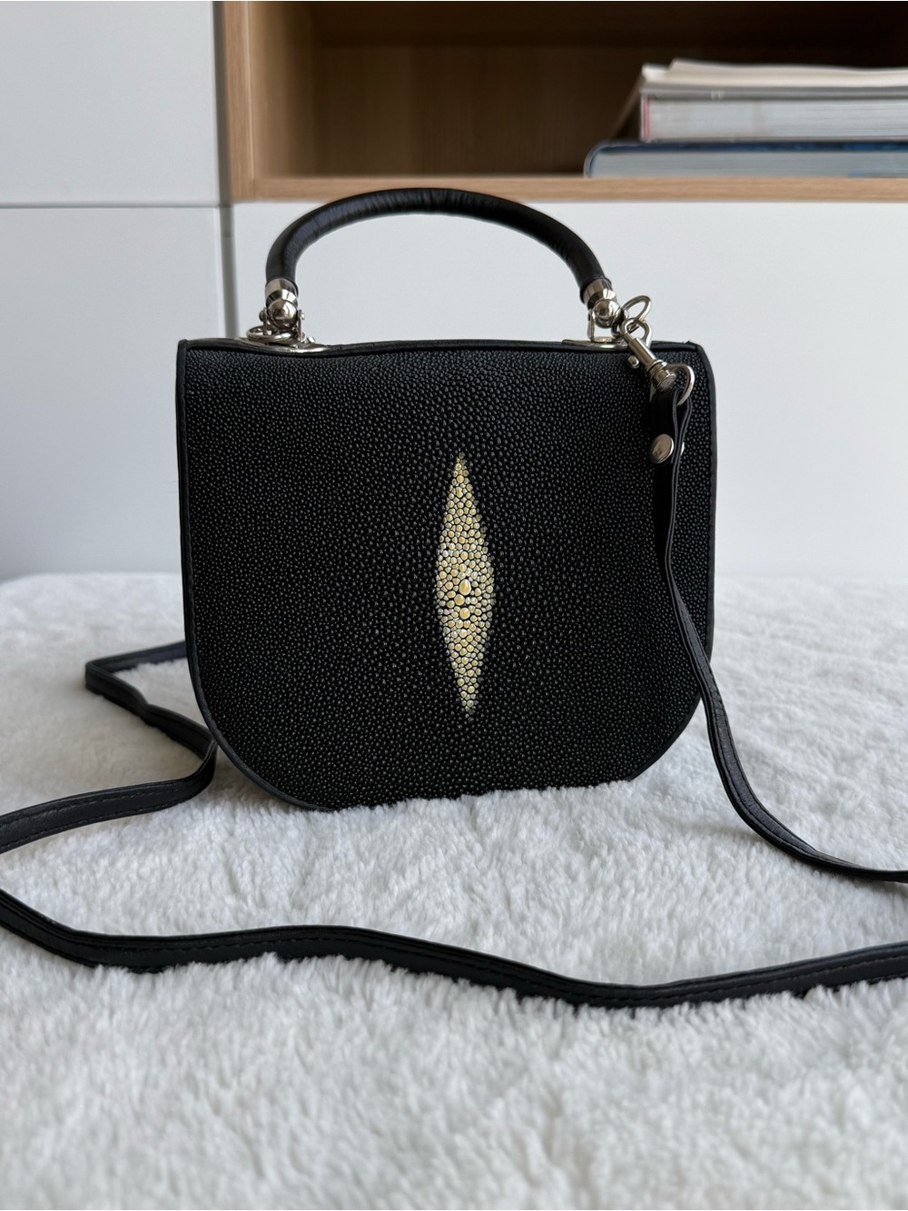 Stingray Black Leather Mini Purse